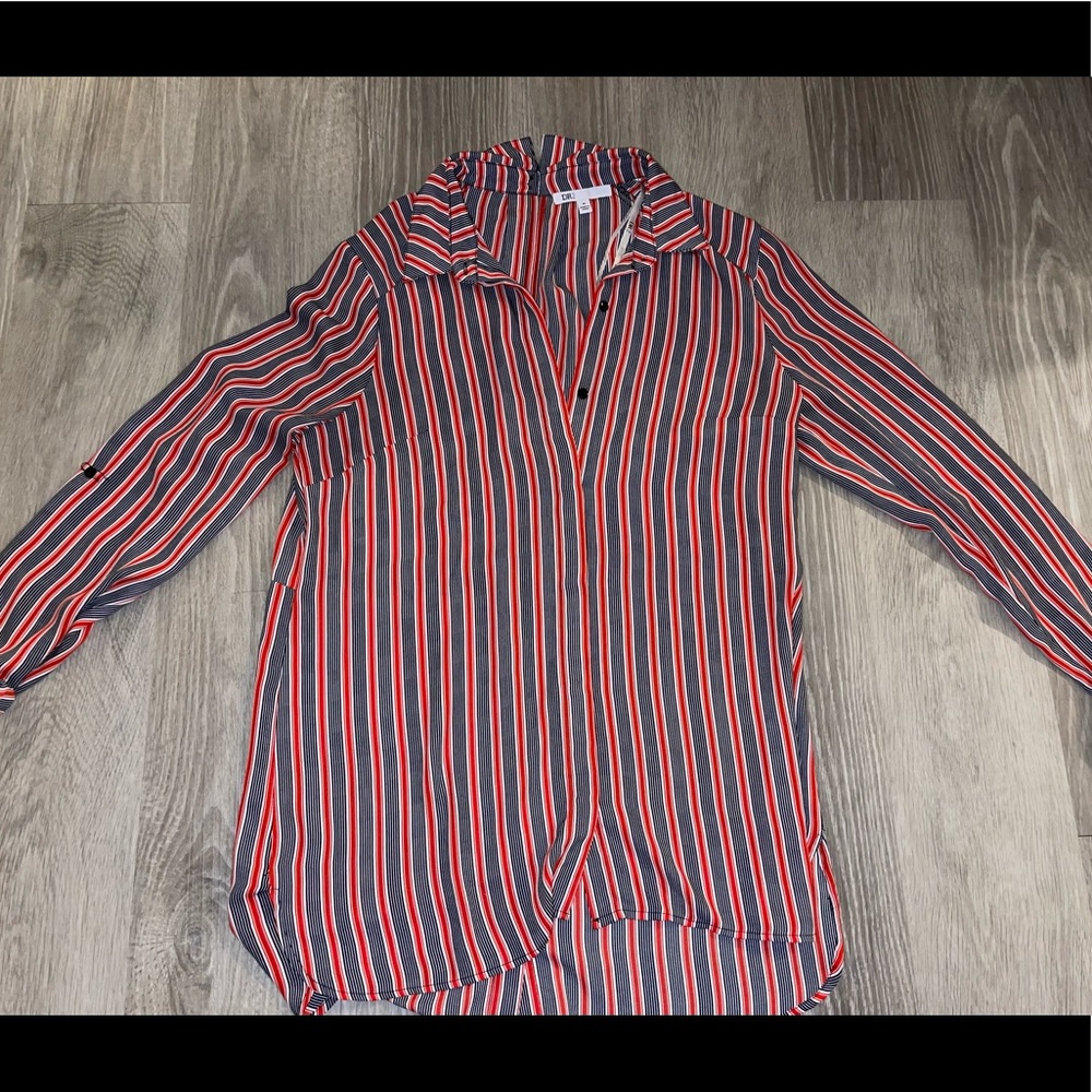 long sleeve striped blouse, button down